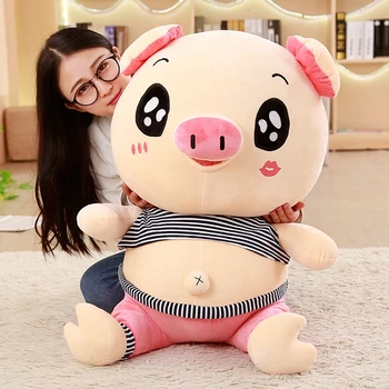 Kawaii Bløde Tegnefilm Piggy Plys Toy Store Fyldte Animationsfilm Gris Dukke Dyr Pude til Baby Gave 30inch 75cm