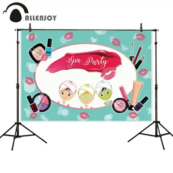 Allenjoy Spa-party baggrund photocall grønne kys pige fødselsdag Kosmetiske mønster indretning foto baggrund fotografering photoshoot