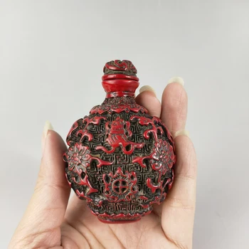 Udsøgt Kinesisk Klassisk Traditionelle Håndværk Samling Hjem Dekoration Gave Rød Harpiks Fisk Lovende Mønster Snus Flaske