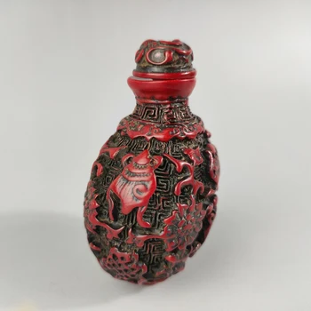 Udsøgt Kinesisk Klassisk Traditionelle Håndværk Samling Hjem Dekoration Gave Rød Harpiks Fisk Lovende Mønster Snus Flaske