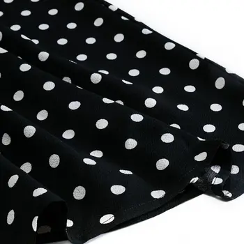 Mode-Polka Dot Piger Længe Blomstret Nederdel Sort Elegant Maxi Kontor Lynlås Nederdele Med Foring Plus Size M30241