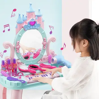 Pige Prinsesse toiletbord Legetøj Til Piger, Skønhed Makeup Materialer Simulation Spil Hus Makeup Sag rollespil Børn Legetøj