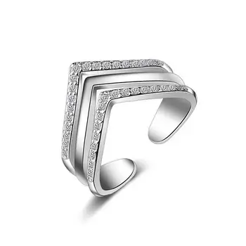 Nye ankomst hot sælge mode skinnende CZ zircon 925 sterling sølv damer'finger ringe, smykker gave engros hot