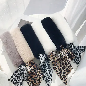 USPOP vinter-tørklæde kvinder tørklæder kvindelige patchwork faux fur chiffon leopard tørklæde kvinder blød varm ring style skærer