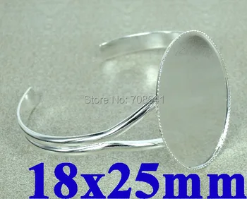 18x25mm Sølv Forgyldt med Blank Armbånd baser Oval Indfatning Skuffe Cabochons Armbånd Armbånd Indstillinger Håndværk Cameo DIY Engros