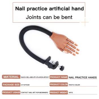 1stk Professionelle Negle Fleksibel Praksis Falske Hånd til At Udøve Neglen Med Negle Tips Plast Finger Uddannelse Hånd Manicure Værktøj
