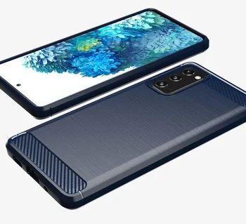 Mørke blå beskyttende sag i stil af kulstof på Samsung Galaxy S20 Fe (Fan Edition), carbon serien fra caseport