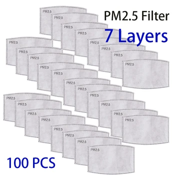 7 Lag PM2.5 Maske, Filter, Papir 7Ply Anti Støv Munden ansigtsmaske Carbon Bomuld engangsfilter Beskyttende For PM2.5 Mask