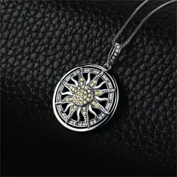 JewelryPalace Himmelsk Solen 925 Sterling Sølv Cubic Zirconia Charme Statement Halskæde Kvinder Ingen Kæde Smykker