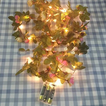 Blad i blomsten garland fe lys led kobbertråd Batteri, string lys til Bryllup skov Tabel Jul home party Dekoration
