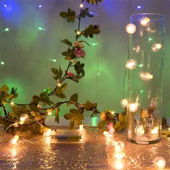Blad i blomsten garland fe lys led kobbertråd Batteri, string lys til Bryllup skov Tabel Jul home party Dekoration
