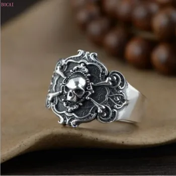 2020 nye mode smykker S925 sølv retro Thai sølv index finger ring til mænd Sølv skull Ring til mænd og kvinder