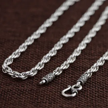 BOCAI S925 sterling sølv halskæde proces Mandlige penge fingerbøl S krog kæde Thai sølv fashion armbånd til kvinder