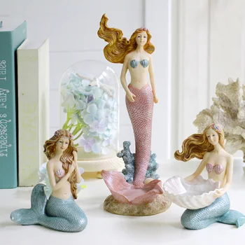 Kreative Harpiks Søde Havfrue Prinsesse Figur Vase, Akvarium Ornament Indretning, Kunst Boligudstyr Dekoration Håndværk Fødselsdag Gave