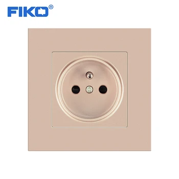 FIKO EU-adapters Stik 16A 250V stikkontakt væggen elektroniske socket, EU, frankrig standardChampagne guld PC panel 86mm*86mm
