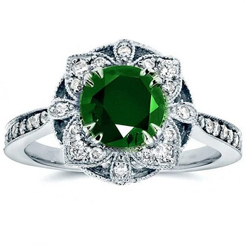 HuiSept Klassiske 925 Sølv Ring med Safir, Smaragd Zircon Sten, Blomst Formede Ringe til Kvinder bryllupsgave Engros