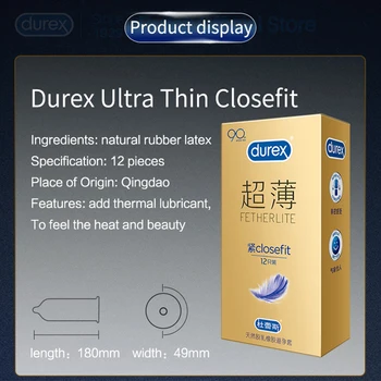 Durex Kondomer Tæt Passe Ekstra Lubricanted Naturlig Latex Stramme Ultra Tynd Penis Ærme Voksen Sex Produkter til Man