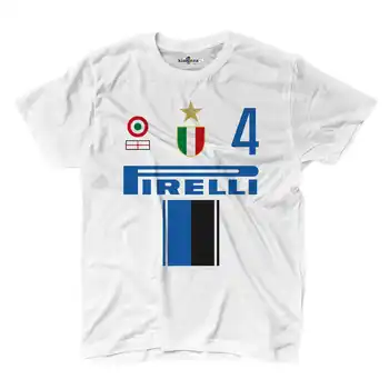 T-Shirt Med Vintage Skjorter Fodbold Inter Milan 4 Zanetti Sæson 09-10 Championship 2 S White
