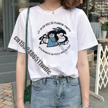 Tegnefilm Toda Mafalda tshirt kvinder Harajuku brev print T-Shirt Mode Ullzang Kvindelige Streetwear Toppe Tee koreanske TShirt Kvindelige