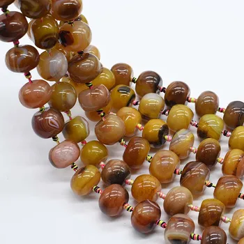 2strands/meget Glatte Runde ovale gule mønster agat naturlige sten perler Til gør det selv-Halskæde-Armbånd Kvinde Gave smykkefremstilling 15