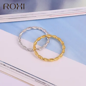 ROXI, som af Kvindelige Mode-Lille Ring, Sølv, Guld Farve Snoet 925 Sterling Sølv Ringe for Kvinder bryllupsfest Ring Smykker Bague