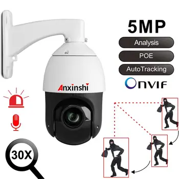 4-tommer Mini IP PTZ IR Kamera POE lyd MIC 30X ZOOM Udendørs vandtæt netværk Smart analyse auto tracking kamera P2P ONVIF-Cam