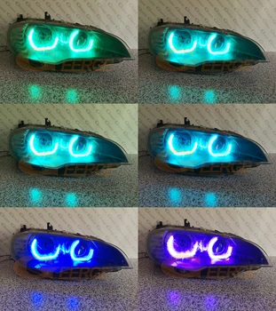 RF-fjernbetjening Bluetooth-APP Multi-Farve DTM M4 Stil RGB LED Angel Eyes Dagen Lys Ultra lyse For BMW X6 E71, E72, X6M 2008-