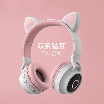 Populære søde kat ear hovedtelefoner piger trådløse bluetooth-5.0 foldning hovedtelefoner BT-028C giftLED lysende hovedtelefoner transmission
