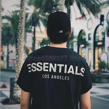 Mænd T-shirt Tåge Essentials Reflekterende Brev Los Angeles T-Shirt Kvinder Løs Streetwear t-Shirts Casual Hip Hop Oversize t-shirts