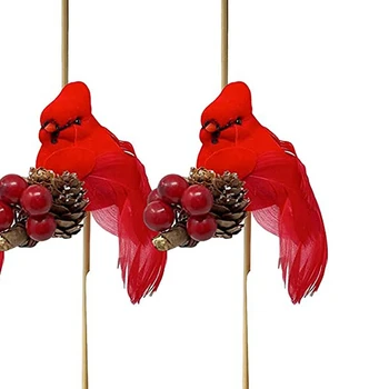 12 Pack Fugle, der er Knyttet til Træ-Stammer/ Røde Kardinaler Fugle Indretning Jul DIY Ornament