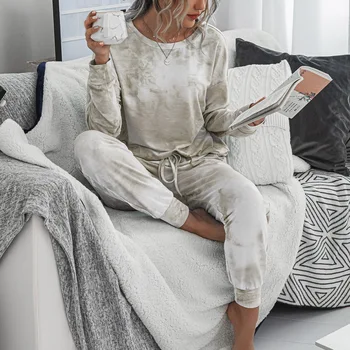 Kvinder Pyjamas Sæt Nye Casual Søde Print Homewear Kvinder Pyjamas Lange Bukser, Nattøj Hjem Passer til Kvindelige Pyjamas i 2-delt Sæt