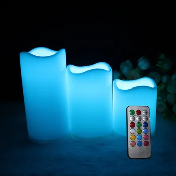 3pcs/masse Farverige Skiftende RGB LED Flimmer omgivende luft. flammeloes Plast Stearinlys 18keys fjernbetjening og timer-funktionen Bryllup Dec