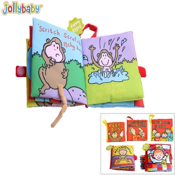 Jollybaby blød klud book kigger dyr hale billedbog rynke bog børns puslespil, baby børns tidlige uddannelse legetøj