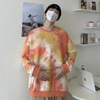 Hættetrøjer Kvinder Tie-dye Design Beskåret Oversize Tunika Par Efteråret Mode koreansk Stil Streetwear Smarte BF Ulzzang Nyeste Casual