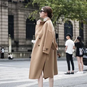 Nye kvinder er dobbelt over cashmere frakke i efteråret og vinteren 2021 kvinder med mellemlang og lang fuld uld uld coat1