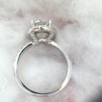 4.2 Karat ct 9,5 mm Oval Cut Engagement&Bryllup Moissanite Diamant Ring Dobbelt Halo Ring Ægte 14K 585 Hvid Guld for Kvinder