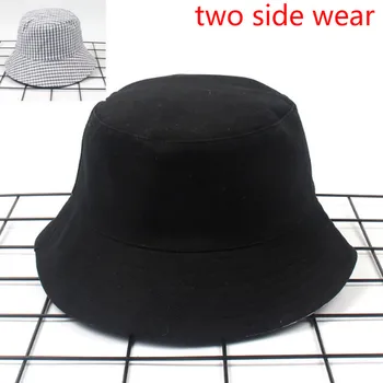 Tom reversible bucket hat hætte to sidelommer bære bomuld mænd sommer hat afslappet kvinder plaid solhat udendørs solcreme, solhat panama
