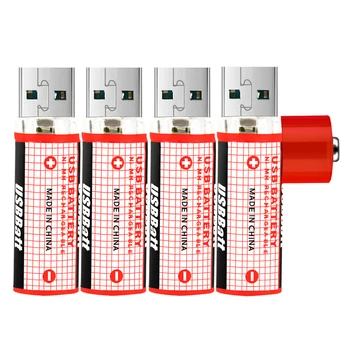 LiitoKala USB-AA-Batteri Nimh AA 1,2 V 1450MAH Genopladeligt Batteri NI-MH USB-AA-1450MAH til Fjernbetjening, razor, radio brug