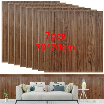Træ-3D wallsticker Panel Selvklæbende Skum Stereo Tapet Stue Hjem Hus Indretning Soveværelse Børne-TV Køkken Dekoration
