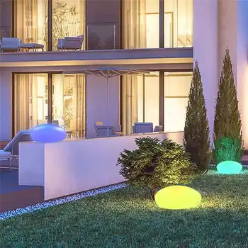 Udendørs LED Sol Lamper Swimmingpool Bolden Cobble Stone Lys med RGB-Fjernbetjening Solar Belysning til Haven Dekoration