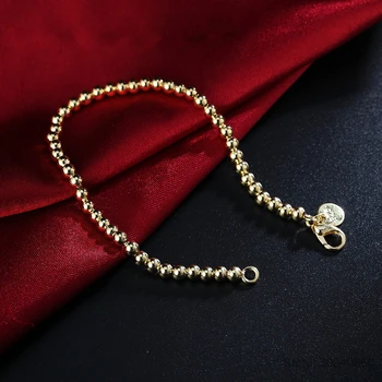 LEKANI 925 Solid Ægte Sterling Sølv Mode 4mm Perler, Kæde Armbånd 20cm For Teen Piger Dame Gave Kvinder Fine Smykker