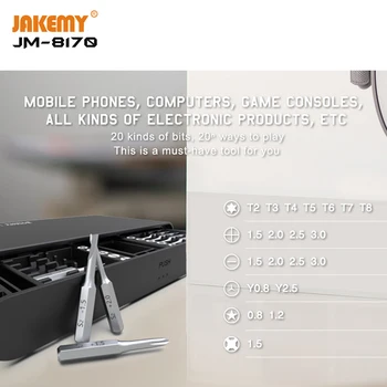 JAKEMY 21 i 1 Precision Skruetrækker Sæt Magnetisk Bit Sæt Skrue Driver Tournevis for iPhone Mobiltelefon Elektronisk Reparation Værktøjer Kit