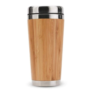 Bambus Kop Kaffe Rustfrit Stål Og Rejse Krus Med Lækagesikker Dække Isoleret Og Ledsagende Cup Genanvendelige Cup