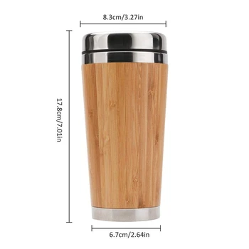 Bambus Kop Kaffe Rustfrit Stål Og Rejse Krus Med Lækagesikker Dække Isoleret Og Ledsagende Cup Genanvendelige Cup