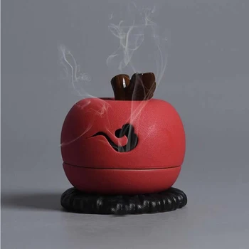 Keramiske Tilbagestrømning Røgelse Brænder Aromaterapi Ovnen Aromatiske Hjem Kontor Decorativo Røgelse Red Apple Tower Røgelse Sort Sæde