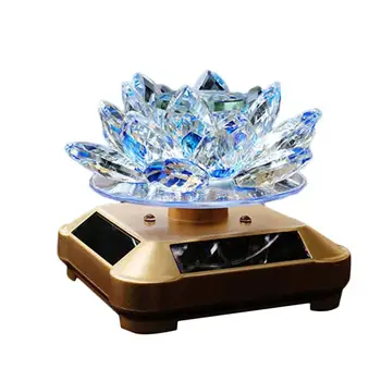 Solar Bil Parfume Sæde Syntetiske Krystal Lotus Rotation Dekoration Biludstyr Bil Dekorationer Med Led-Lys