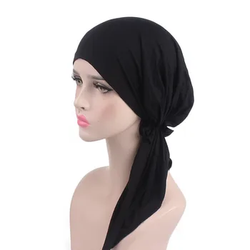 Nye Muslimske Kvinder Elastisk Solid Turban, Hat, Tørklæde Pre-Bundet Kemoterapi Kræft, Kemo Hovedbeklædning Huer Hår Tilbehør