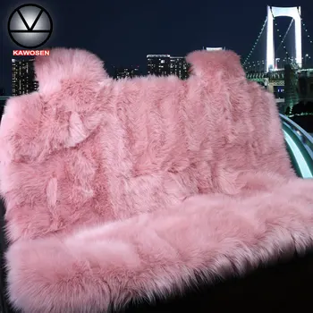 KAWOSEN Faux Fur Varm Bil Tilbage betrækket Kunstige Plys Sort Pink Sød Bil sædebetræk Fundas Coche Asiento Universal LFFS02