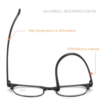 Klassisk Ultralet Læsning Briller til Mænd, Kvinder Retro TR90 Halv Frame Presbyopic Briller Anti Træthed Recept Briller