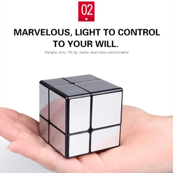 QIYI Spejl 2x2x2 Cube Magic Puzzle Cube Sølv Guld Stickers Professionelle Hastighed Terninger Legetøj Til Børn Spejl Blokke
